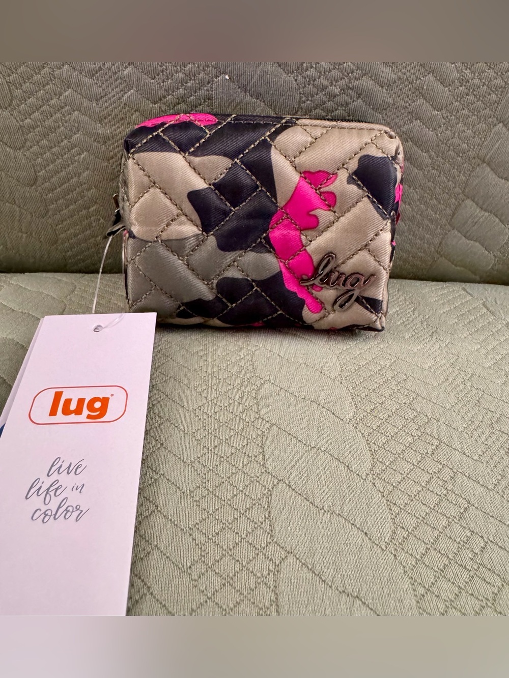 Lug Choo Choo Mini Pill Box Pouch Camo Orchid NWT